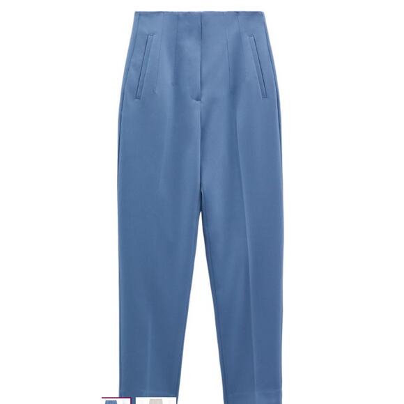 Zara high waisted tailored trousers light/med blue dress pants size small NWOT - Picture 3 of 11